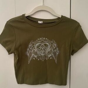 Medium Garage army green crop top